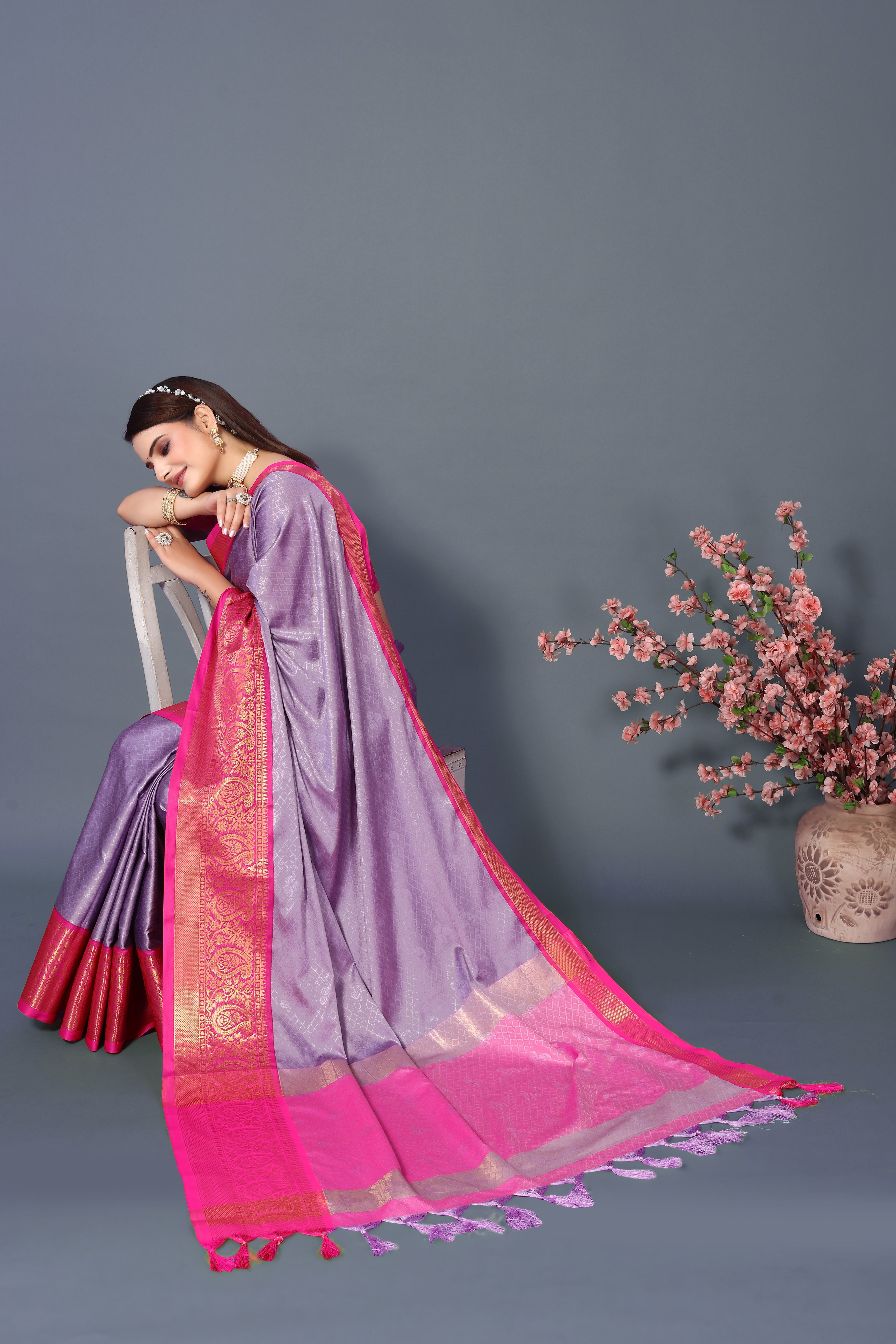 Pure Rubina Silk Latest Purple Saree