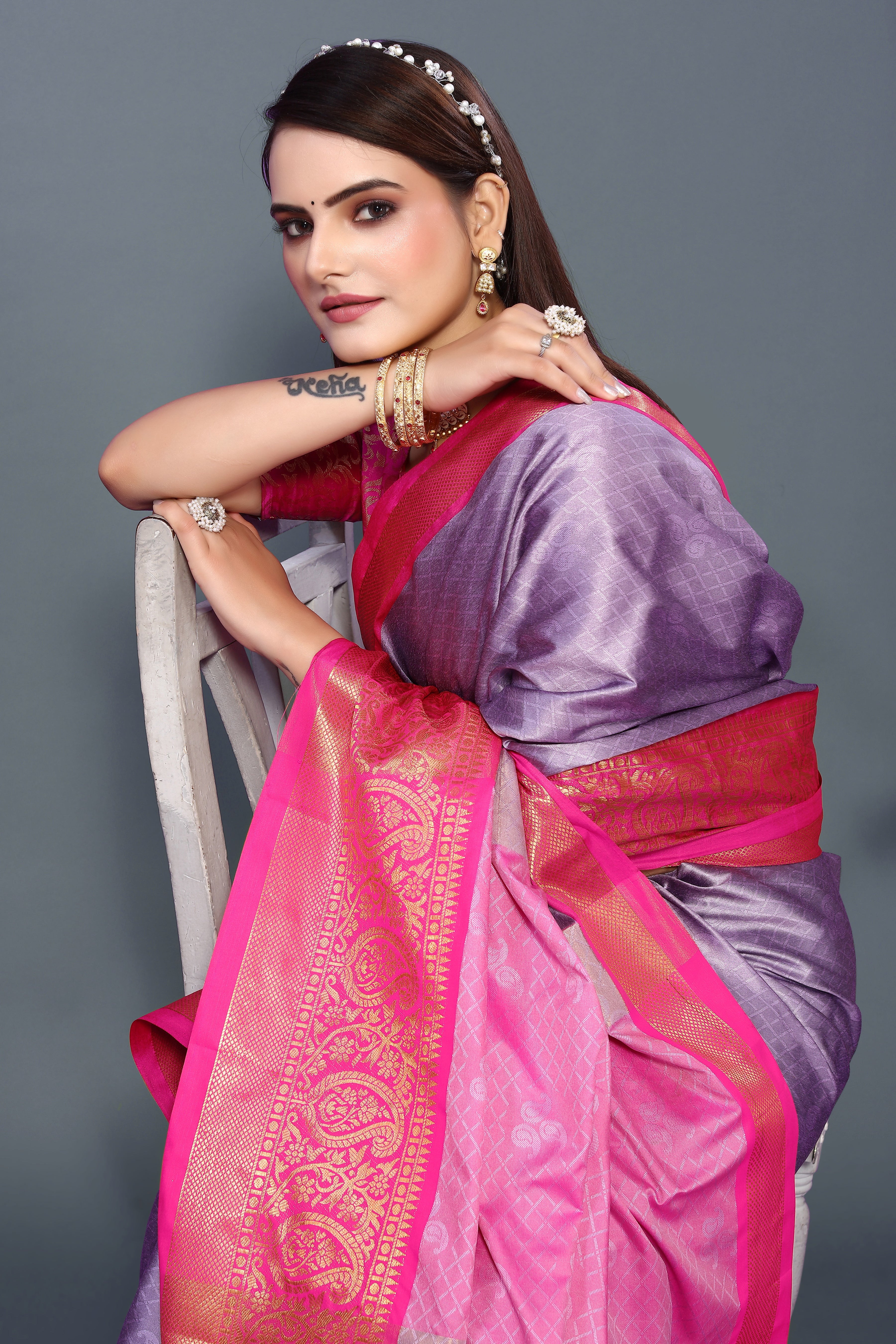 Pure Rubina Silk Latest Purple Saree