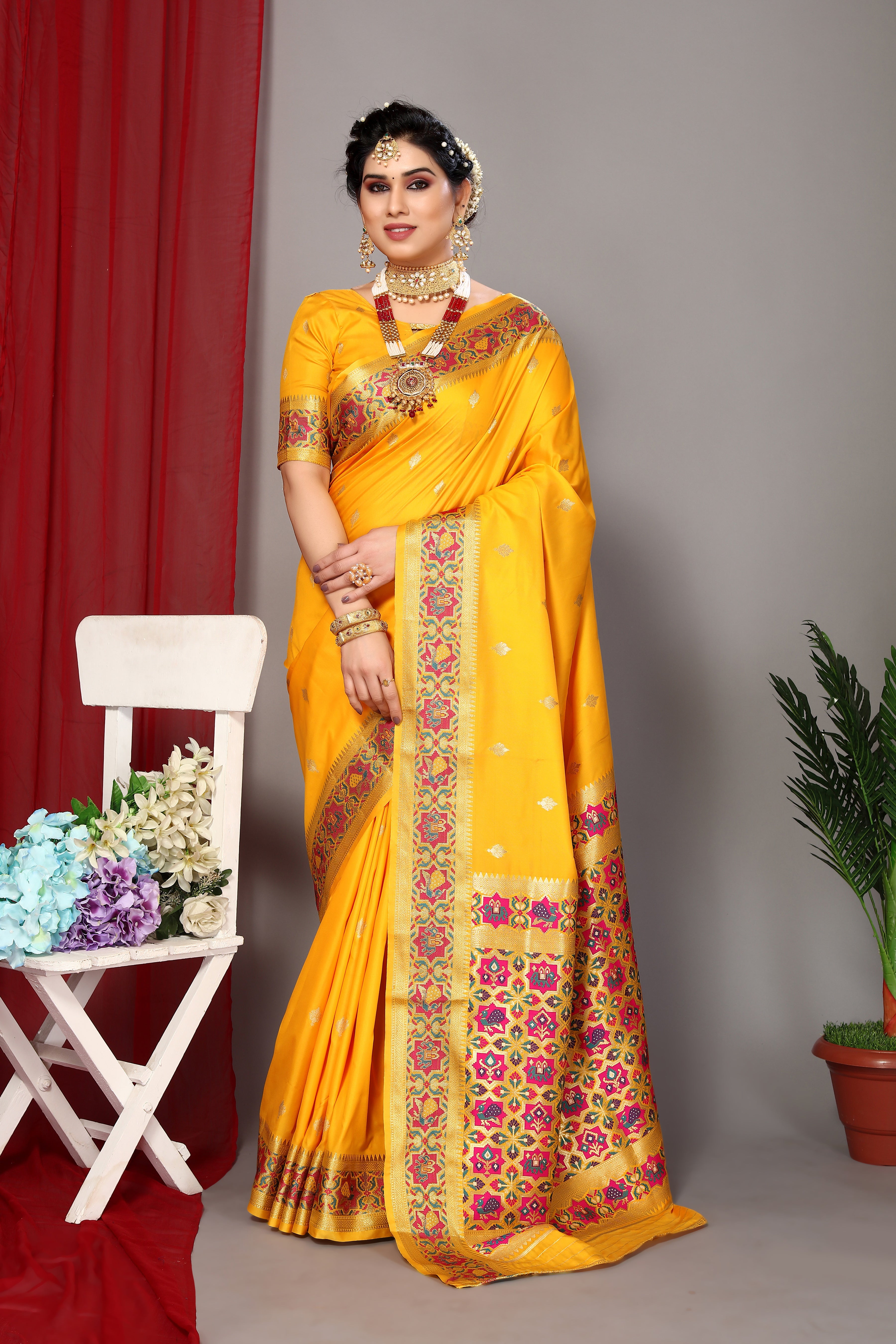 Luxurious Paithani Silk Yellow Color Saree