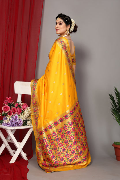 Luxurious Paithani Silk Yellow Color Saree