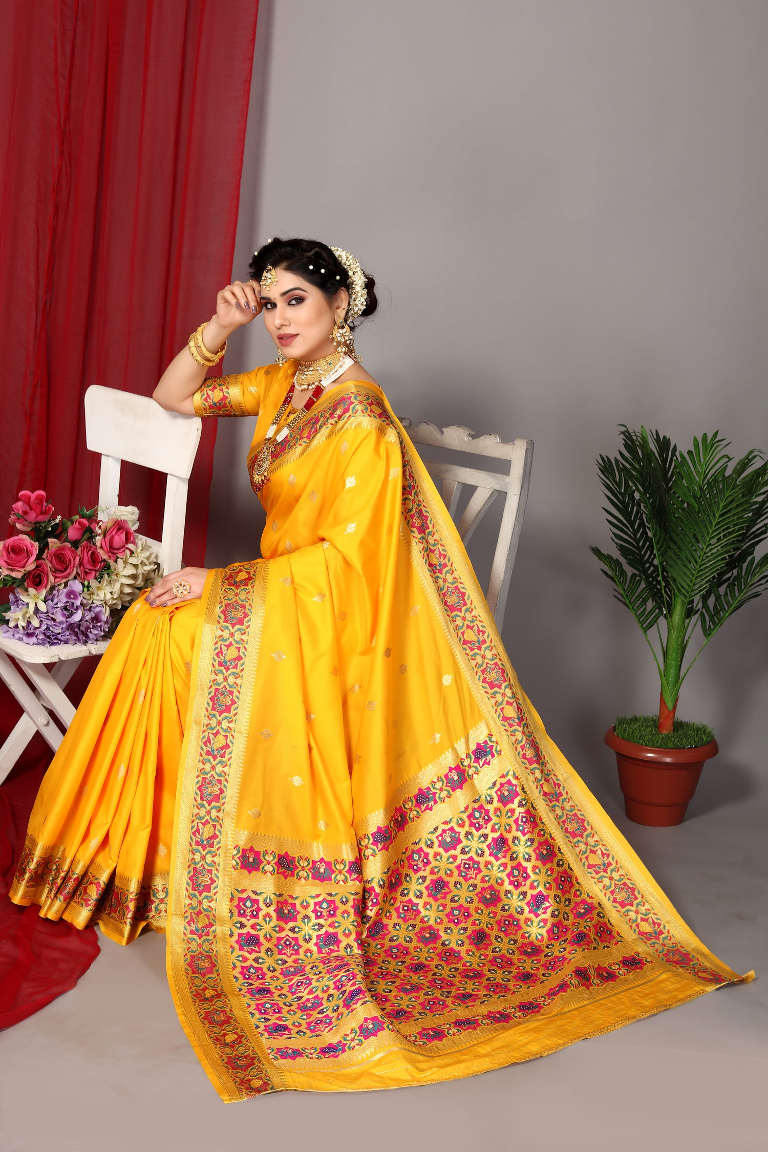 Luxurious Paithani Silk Yellow Color Saree