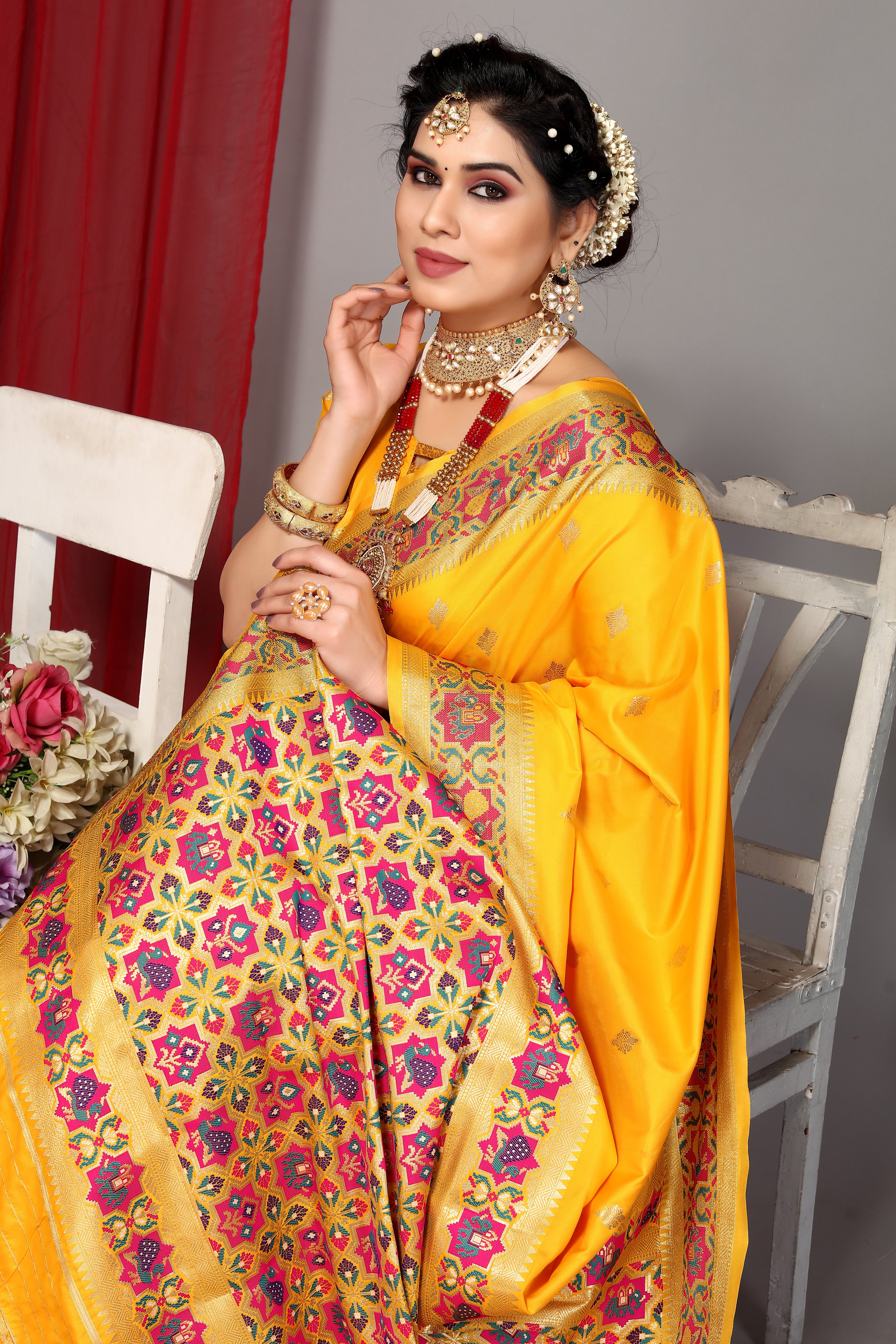 Luxurious Paithani Silk Yellow Color Saree