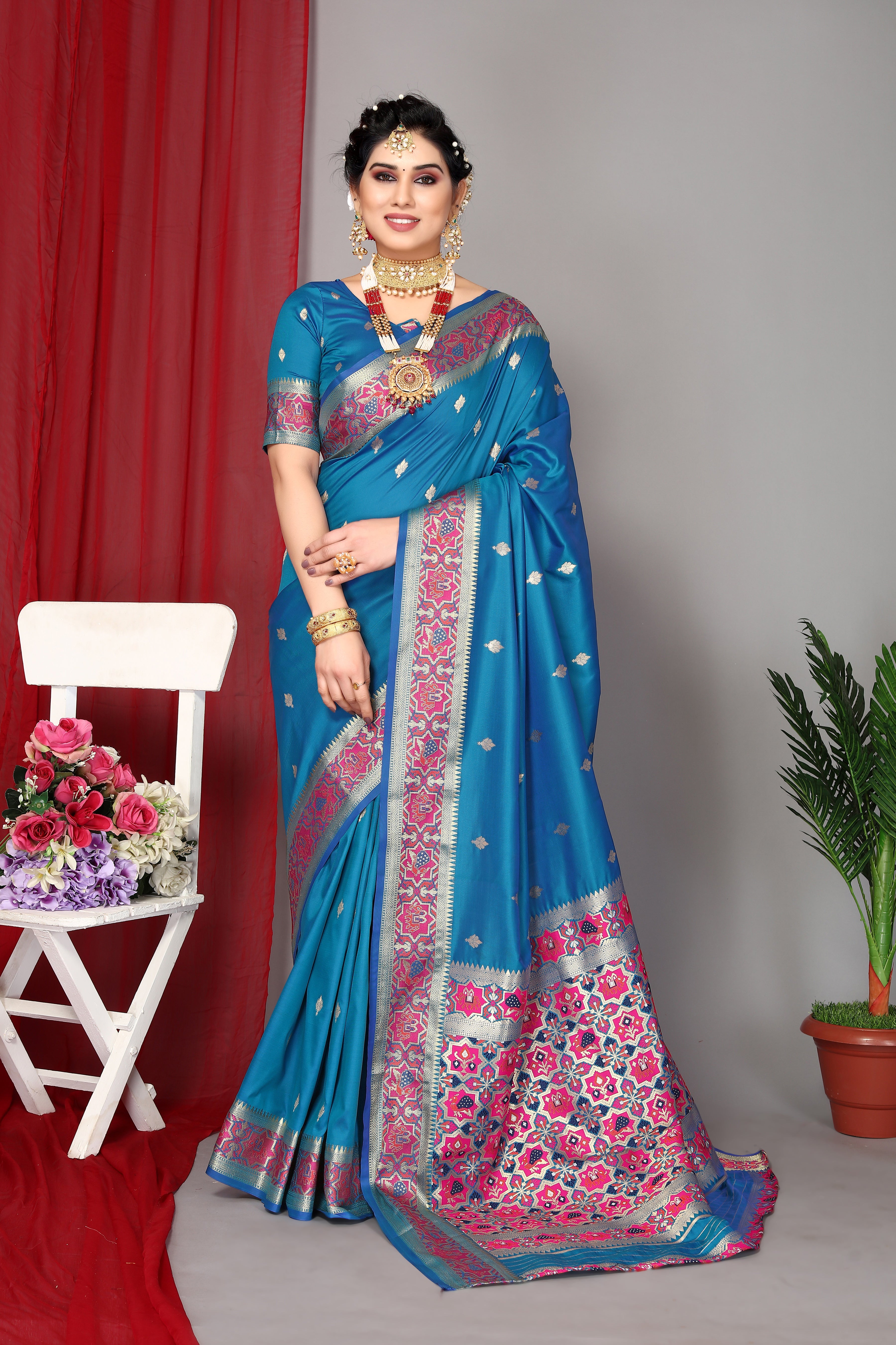 Blue Color Fancy Designer Paithani Silk Saree