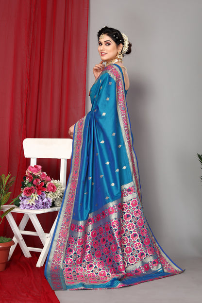 Blue Color Fancy Designer Paithani Silk Saree