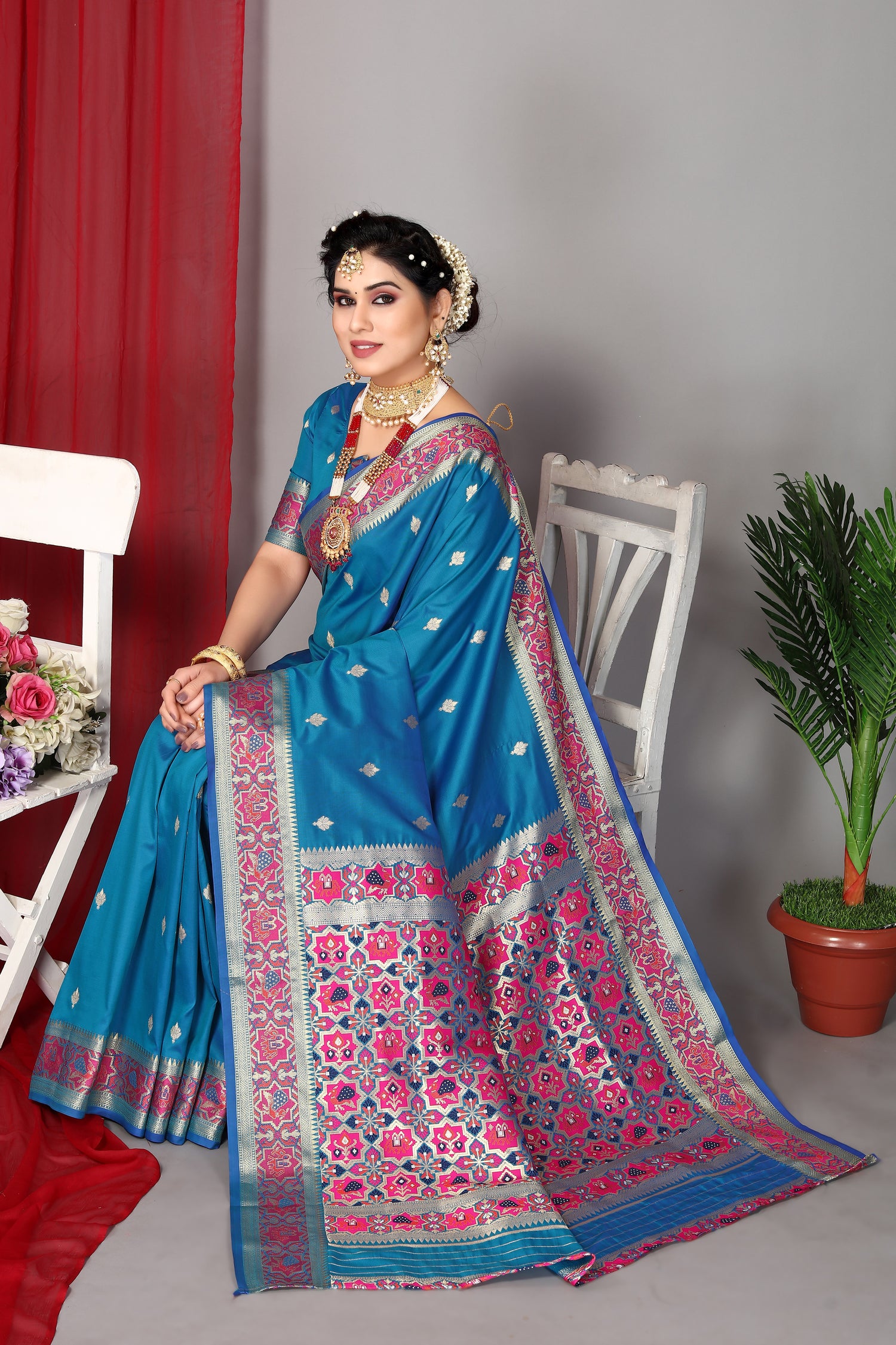 Blue Color Fancy Designer Paithani Silk Saree