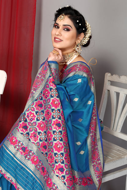 Blue Color Fancy Designer Paithani Silk Saree