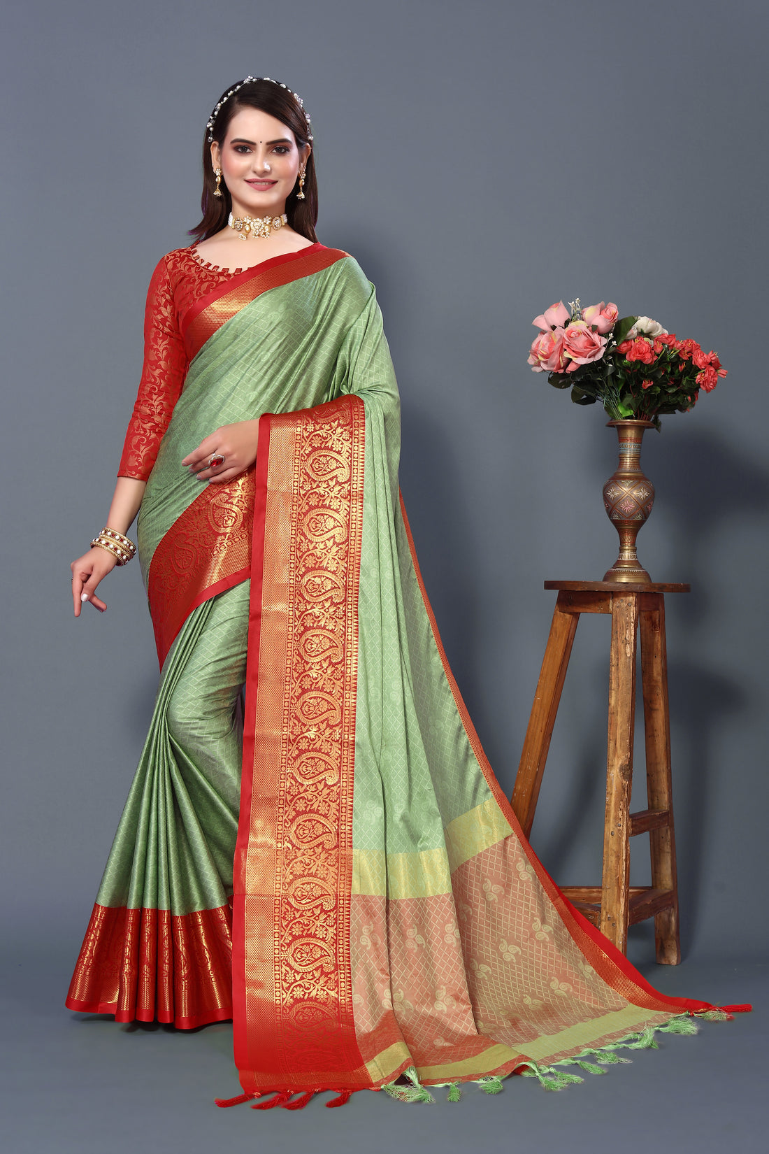 Green Color Heavy Rubina Silk Saree