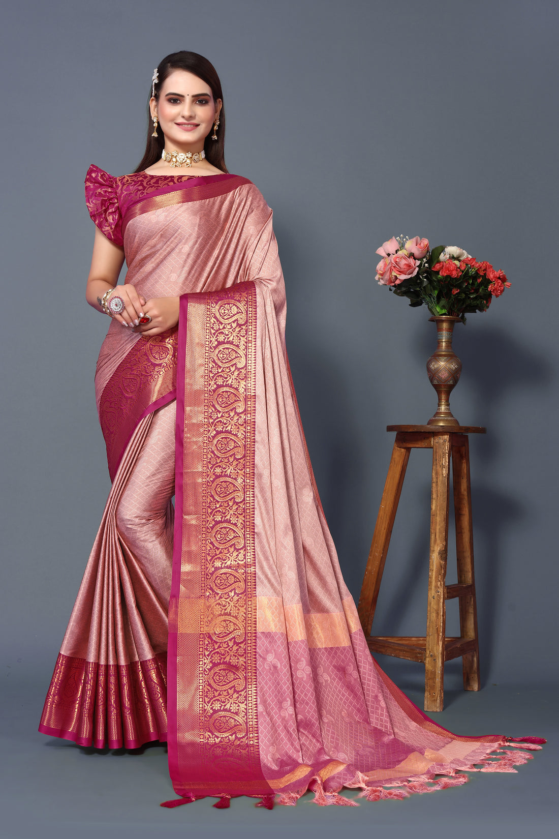 Festival Wear Pink Color Rubina Silk Saree