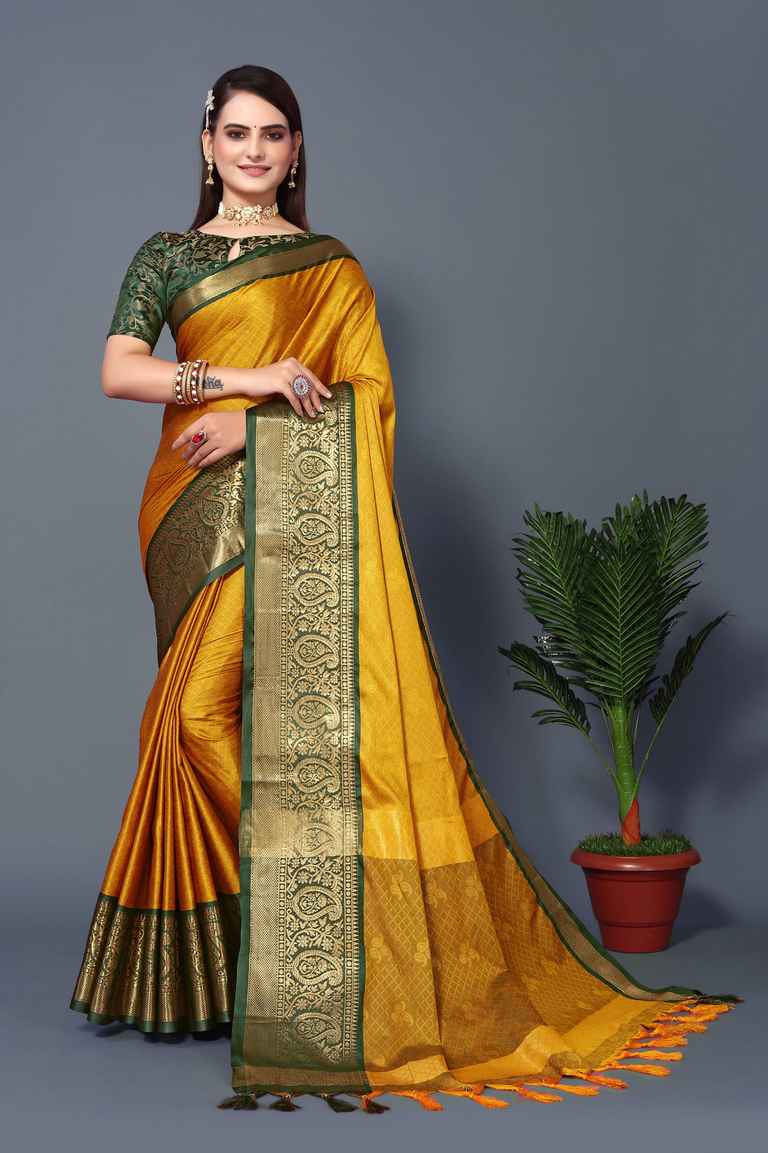 Exlusive Yellow Color Rubina Silk Saree