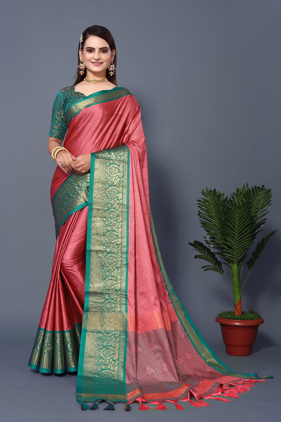 Classy Pink Color Rubina Silk Saree