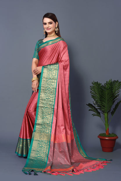 Classy Pink Color Rubina Silk Saree