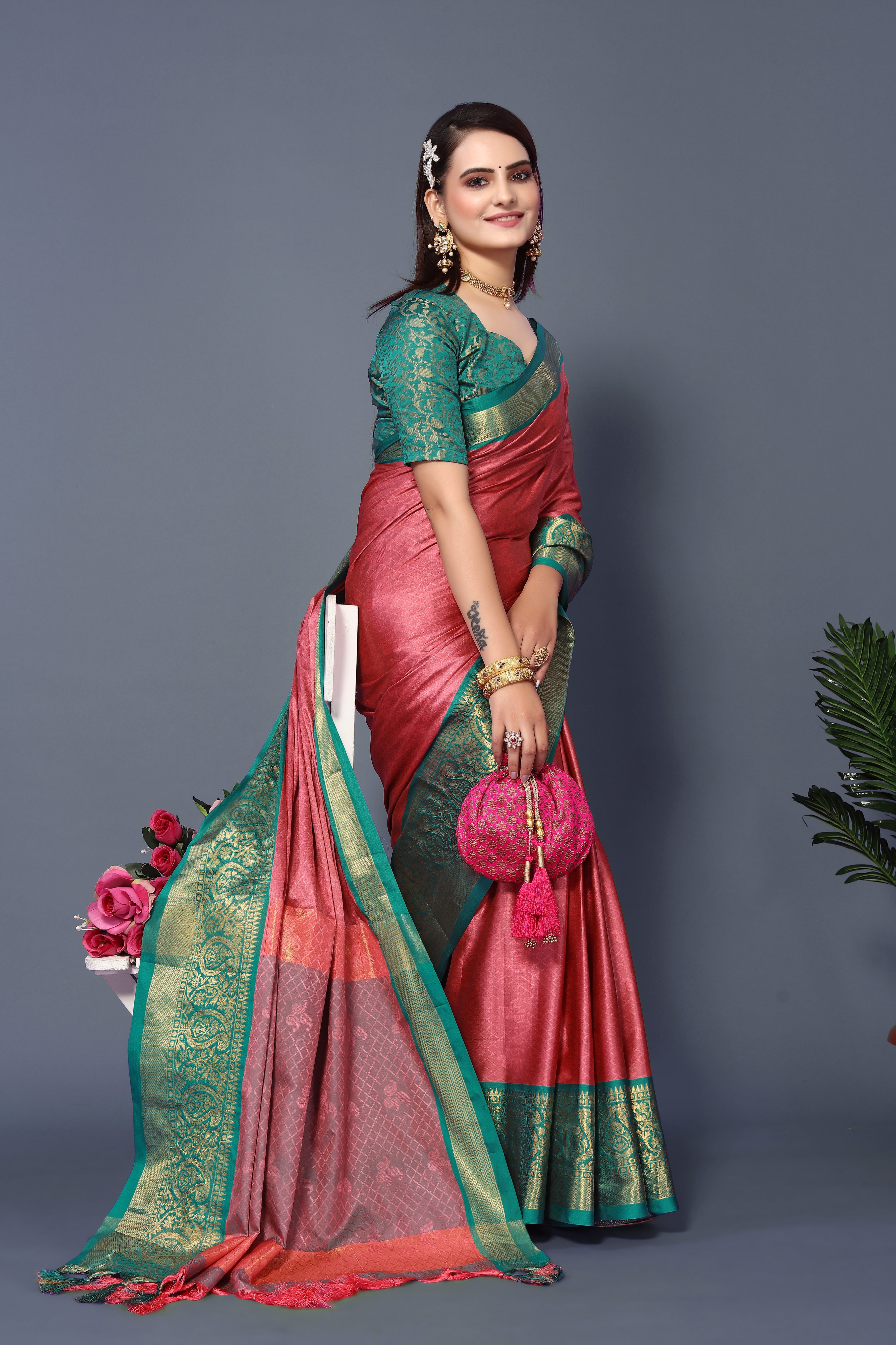 Classy Pink Color Rubina Silk Saree