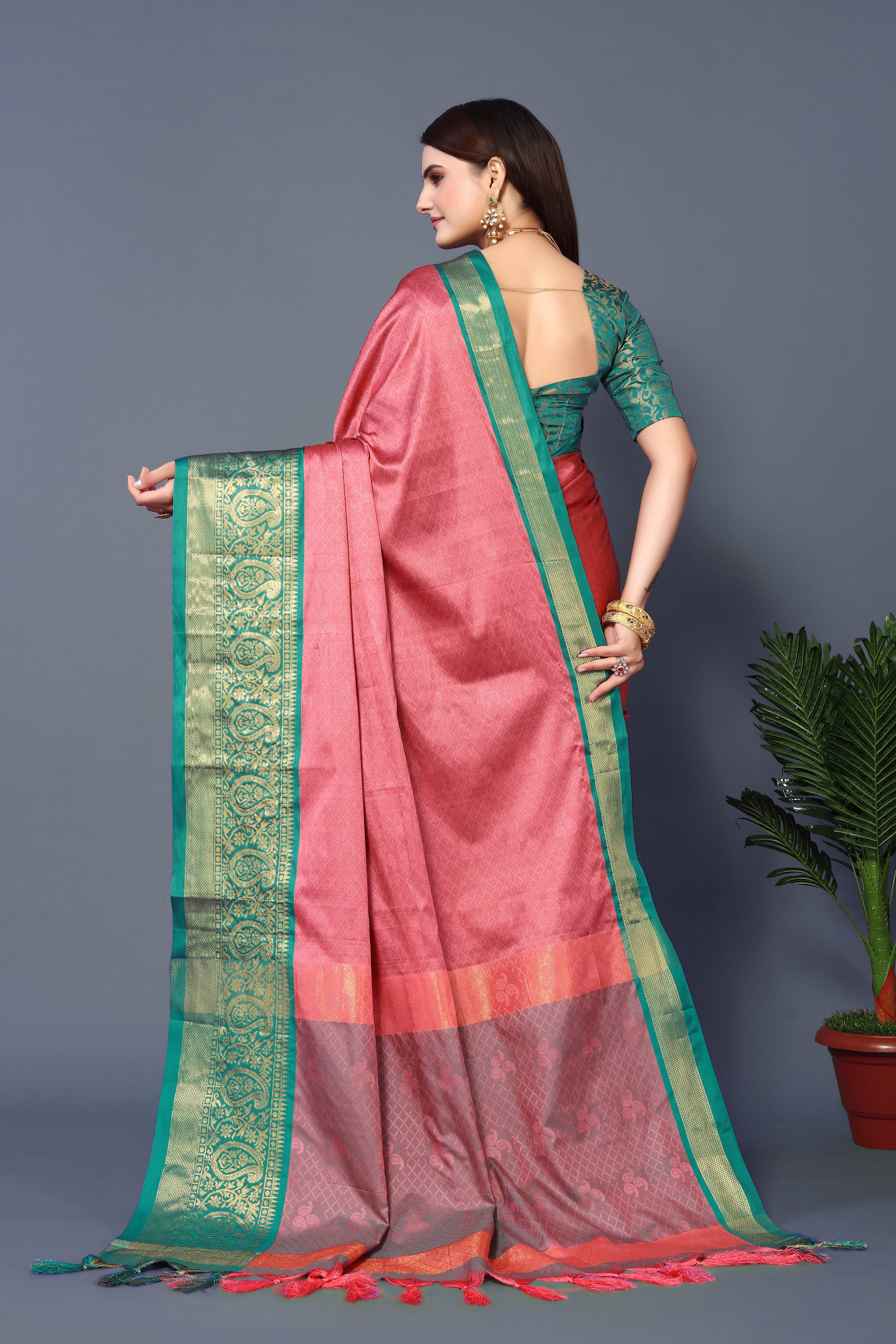 Classy Pink Color Rubina Silk Saree