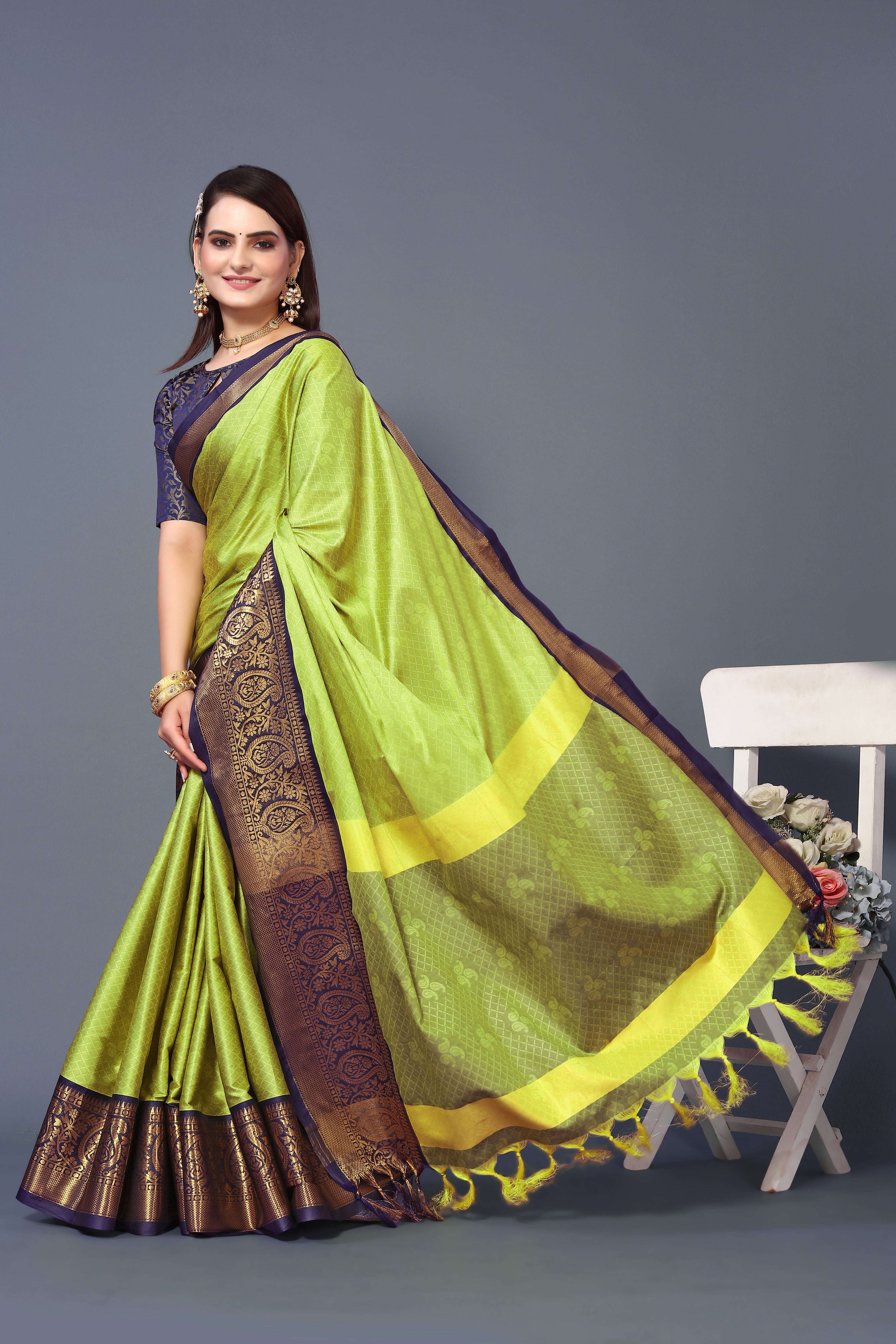 Traditional Green Color Rubina Silk Saree