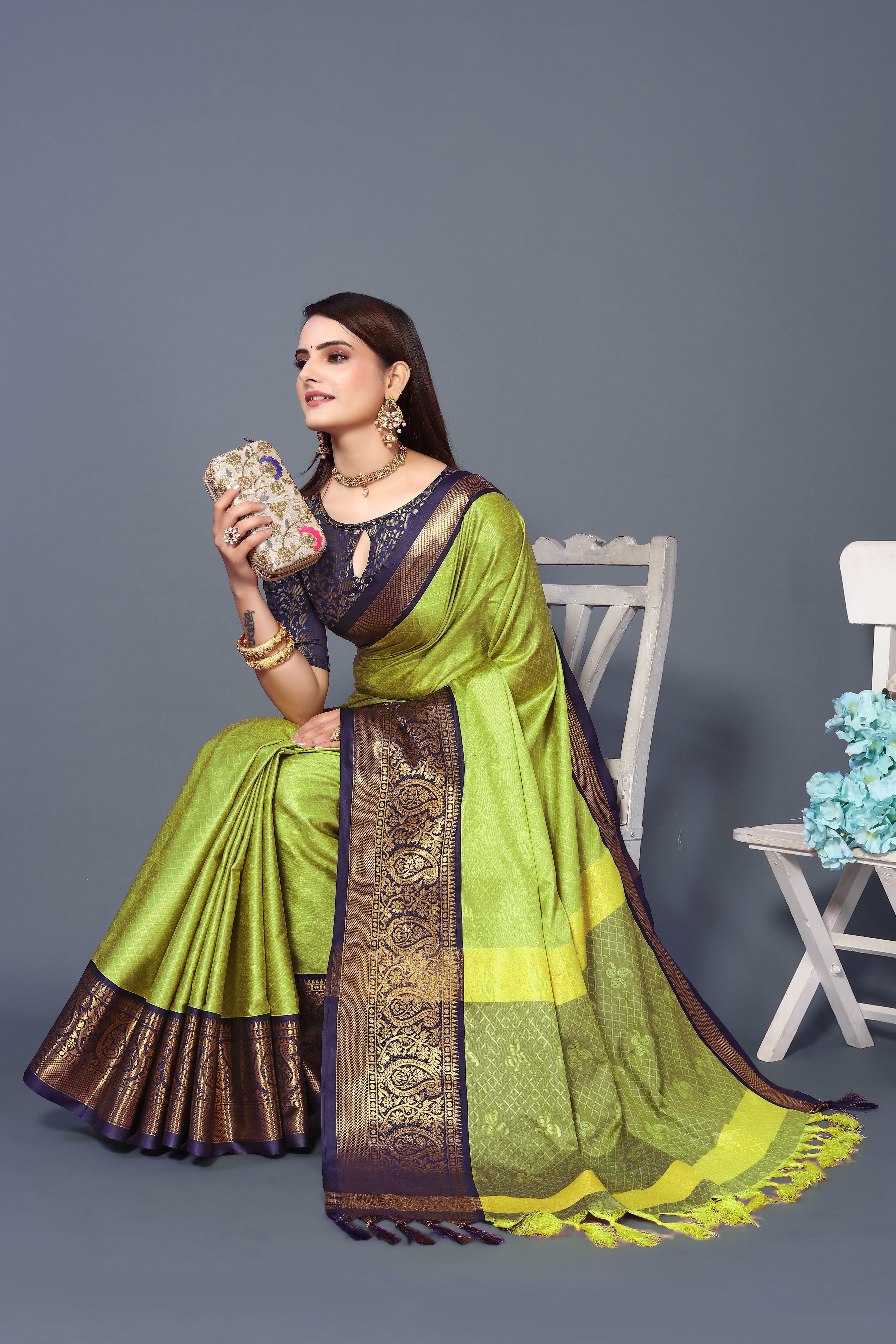 Traditional Green Color Rubina Silk Saree