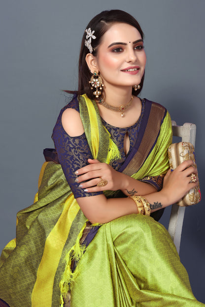 Traditional Green Color Rubina Silk Saree