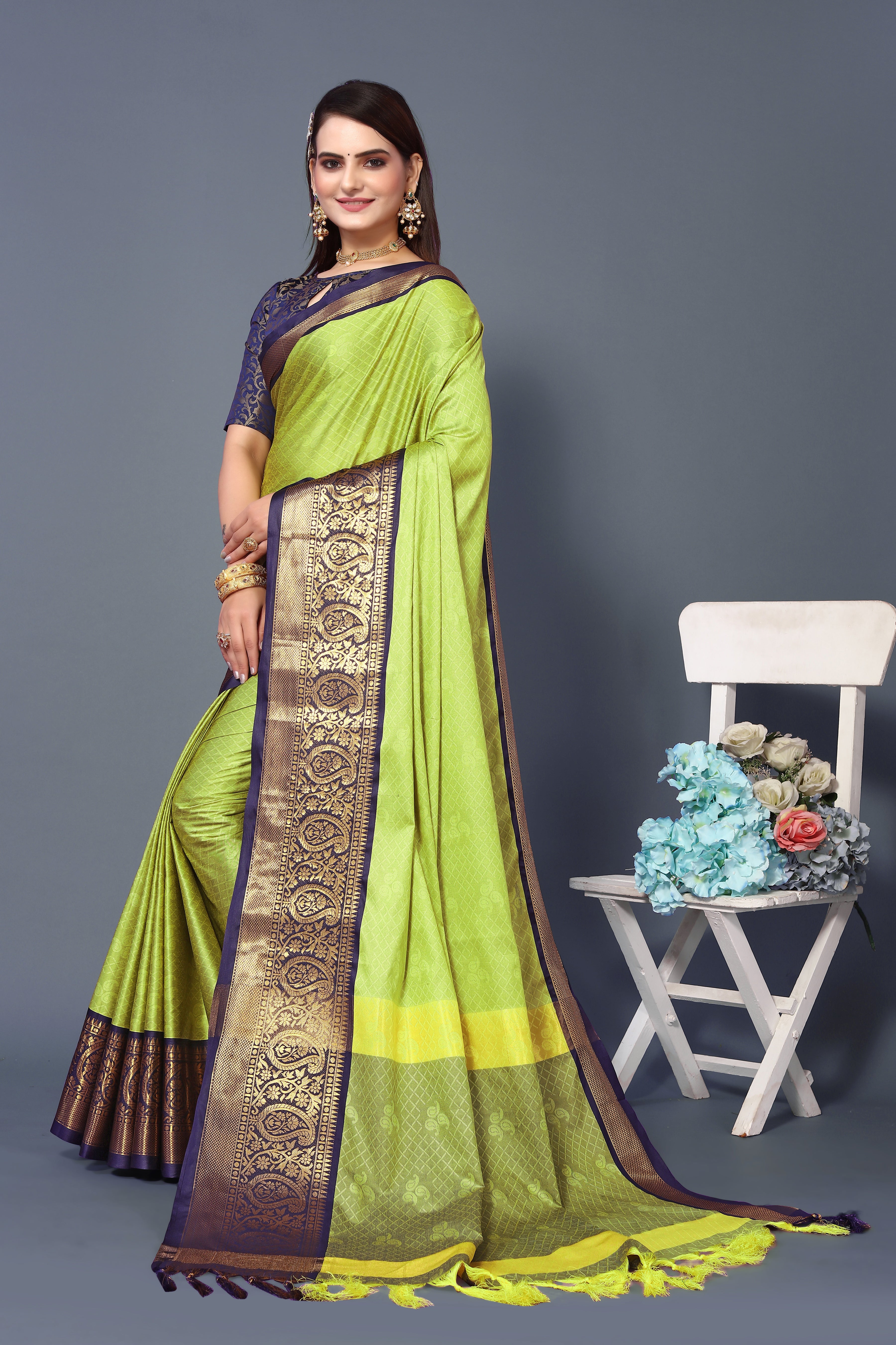 Traditional Green Color Rubina Silk Saree