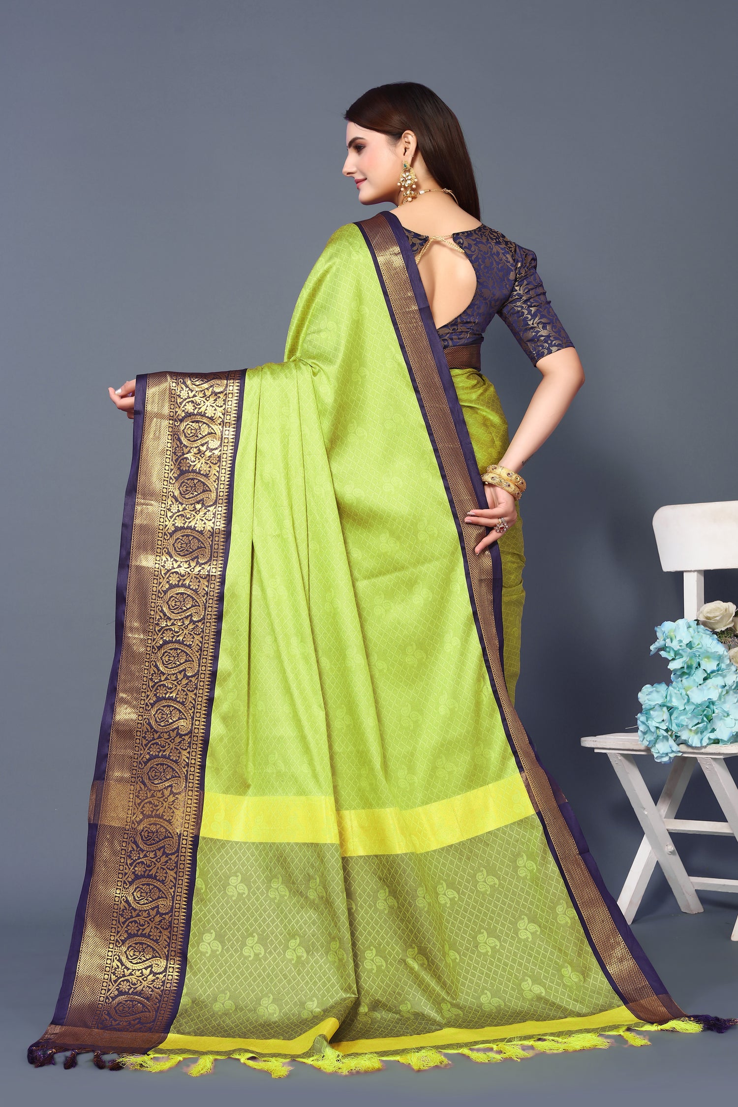 Traditional Green Color Rubina Silk Saree