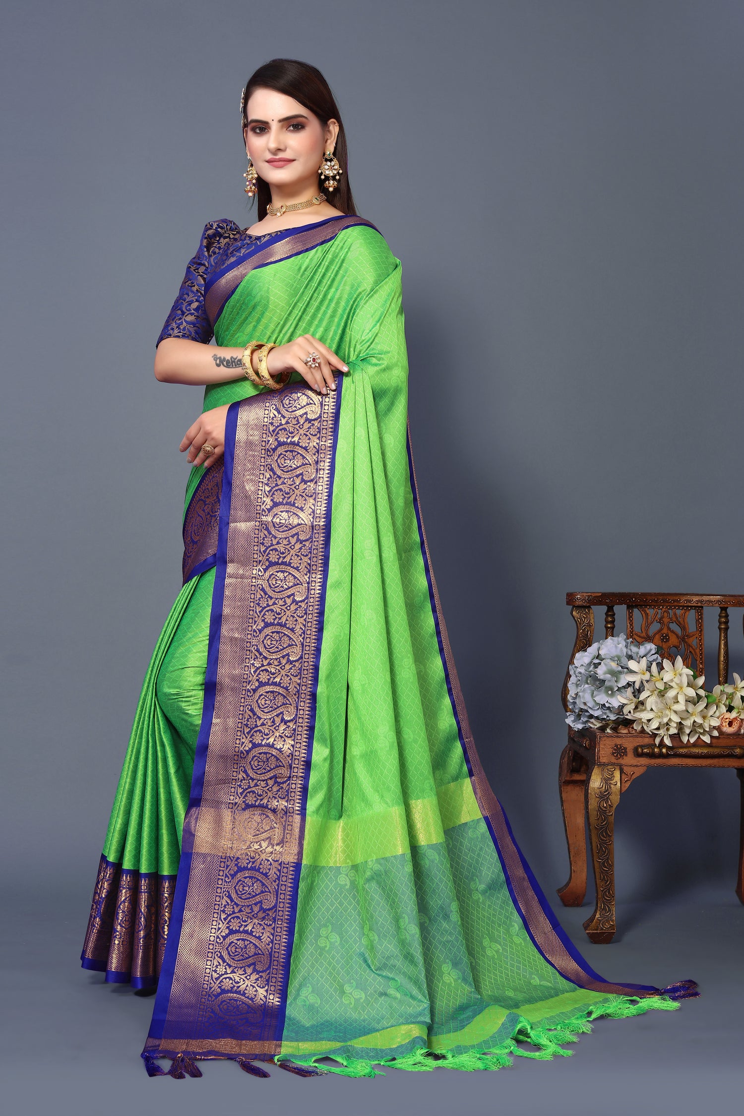 Pure Rubina Silk Trending Green Saree