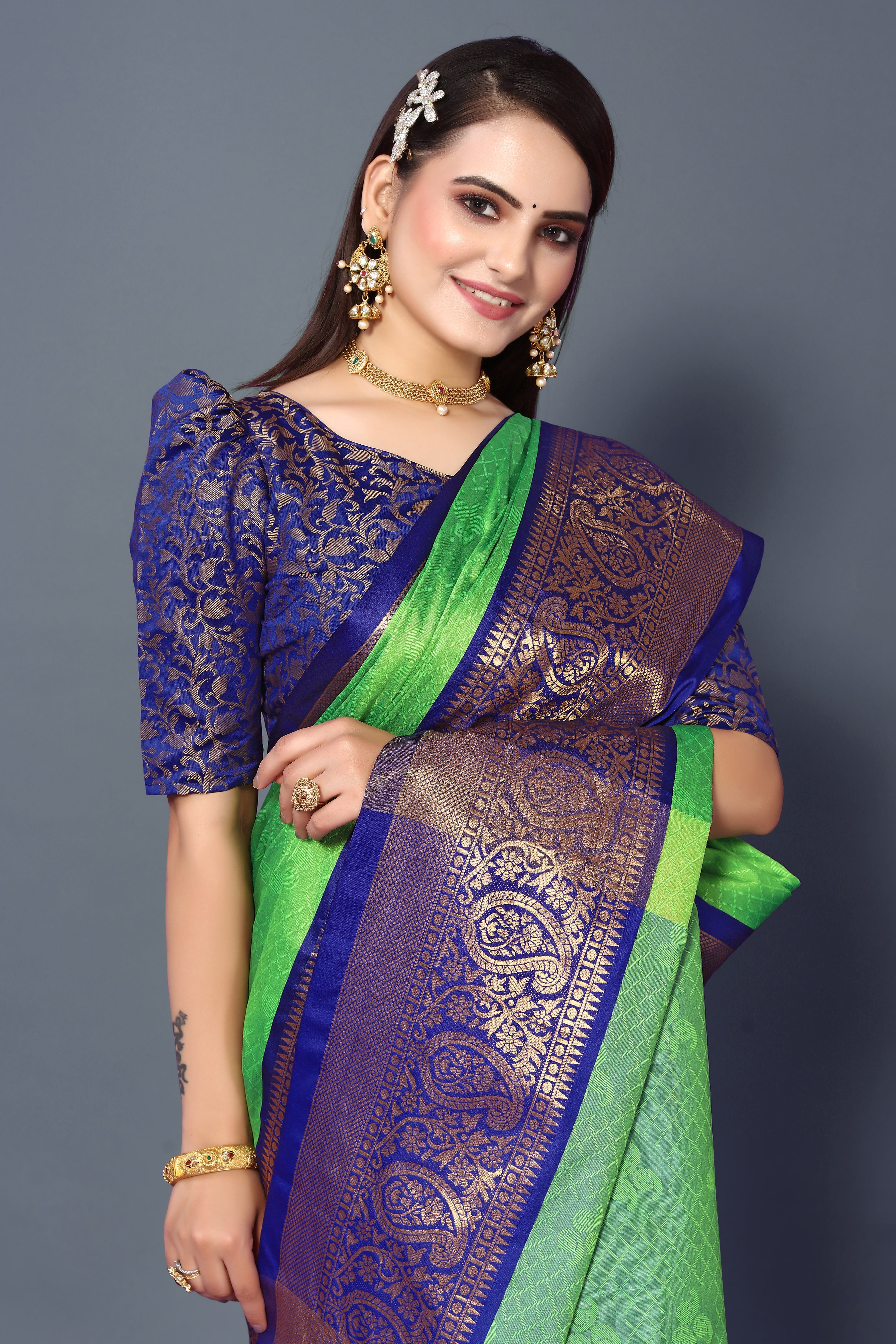 Pure Rubina Silk Trending Green Saree