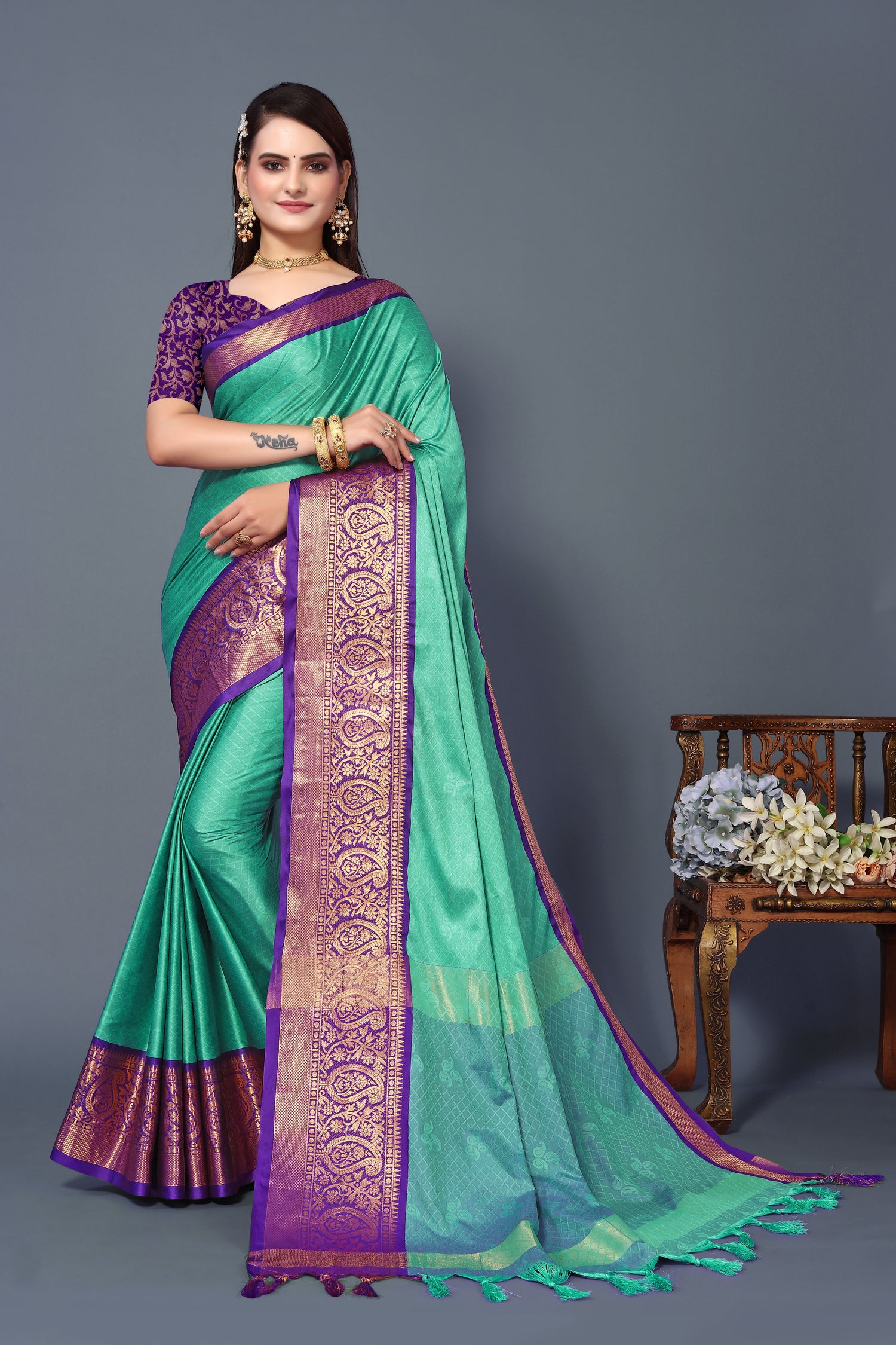 Stylish Blue Color Rubina Silk Saree