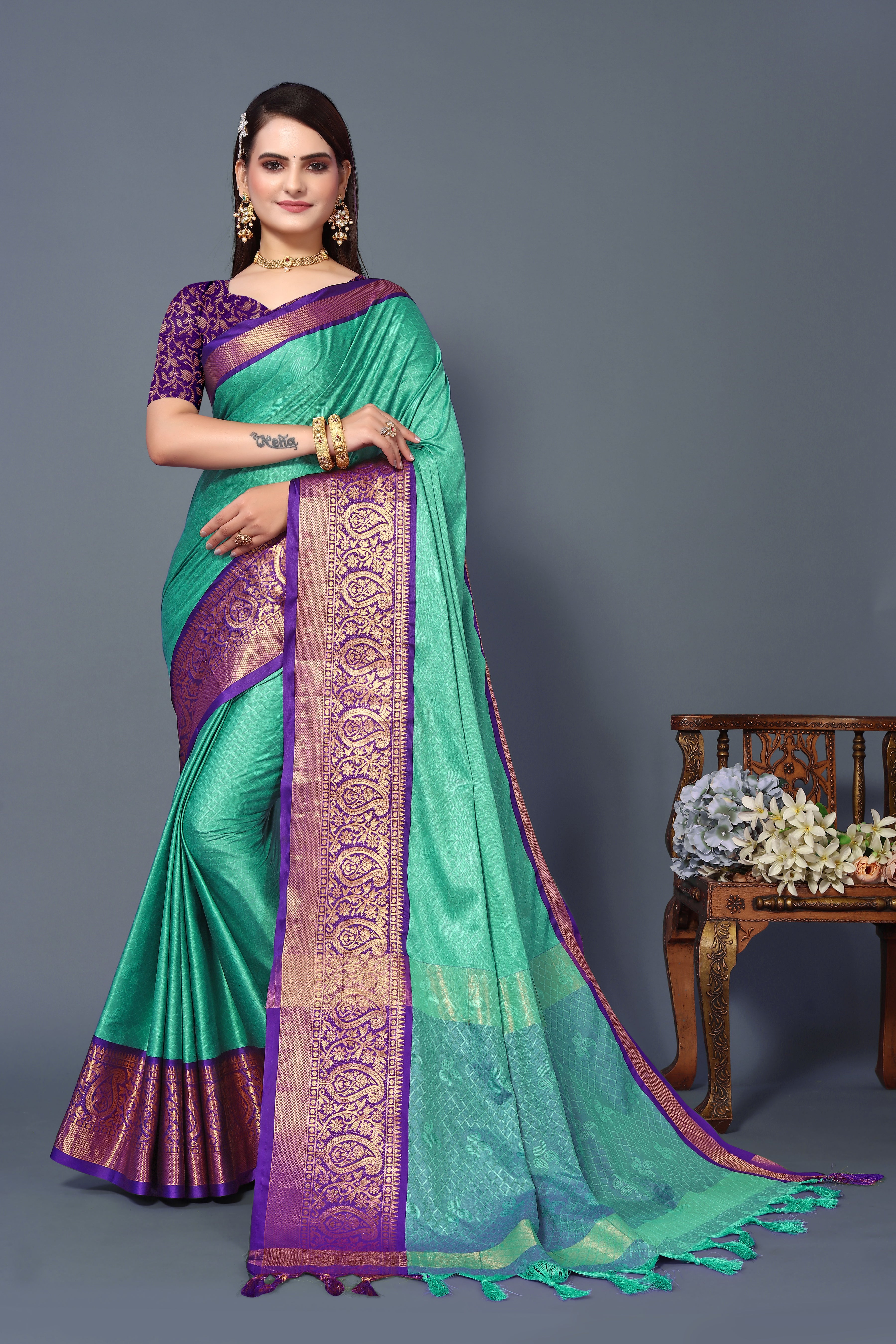 Stylish Blue Color Rubina Silk Saree