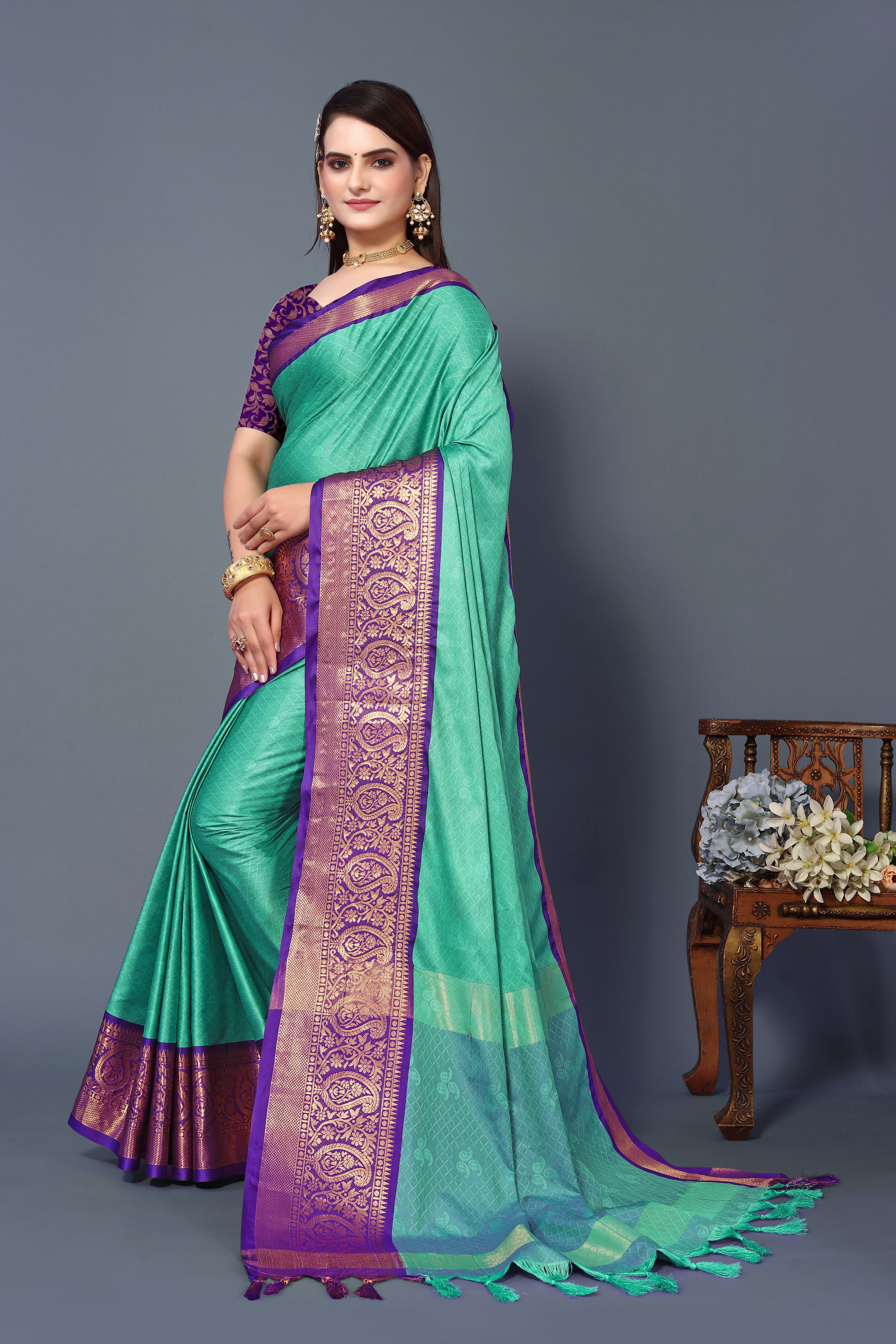 Stylish Blue Color Rubina Silk Saree