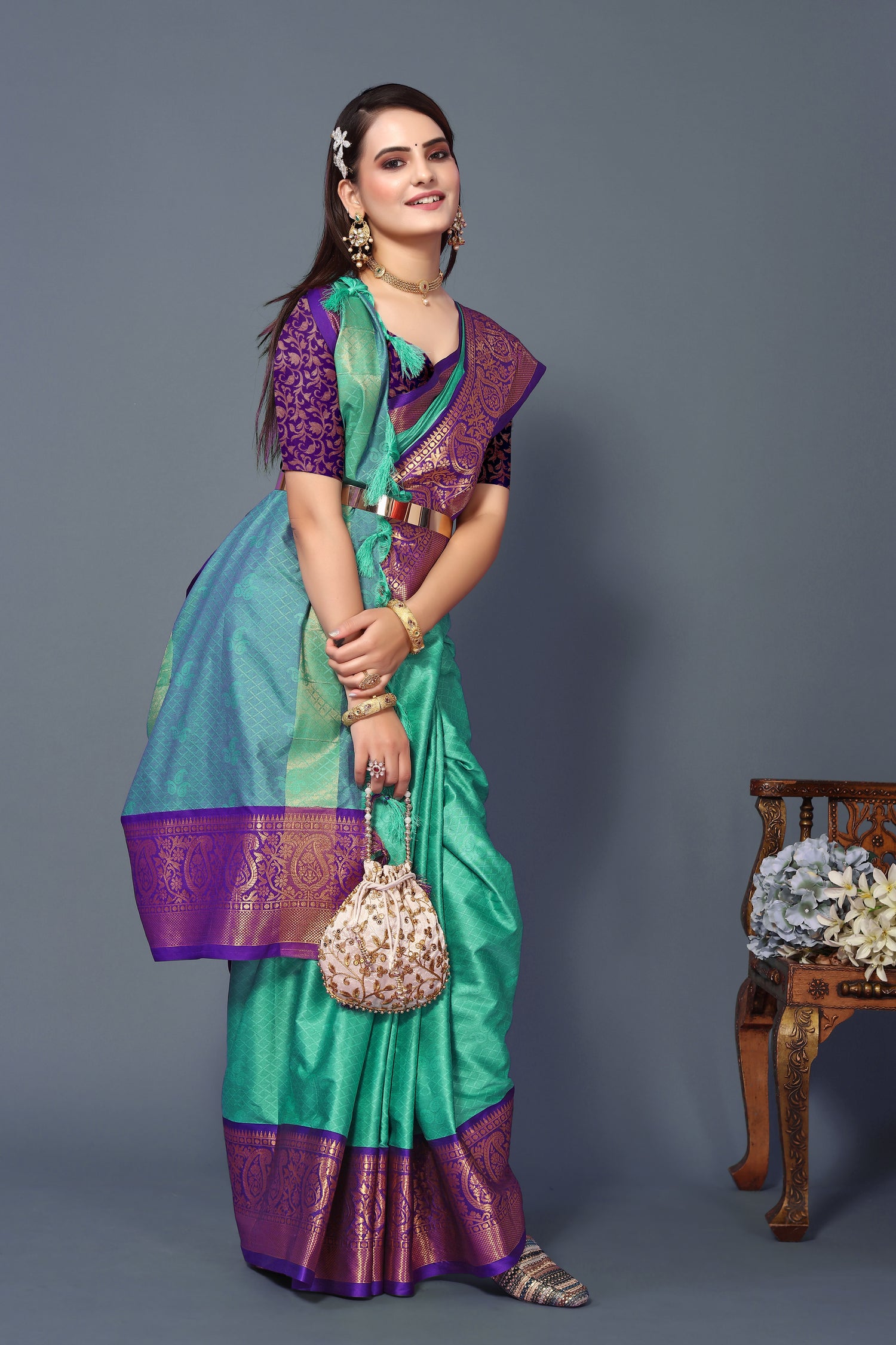 Stylish Blue Color Rubina Silk Saree