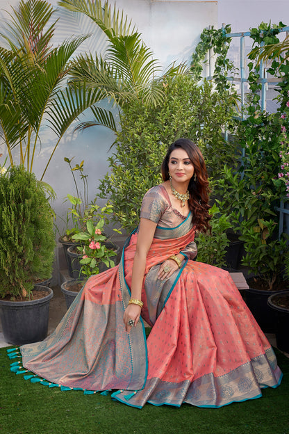 Pure Silk Latest Design Pink Saree