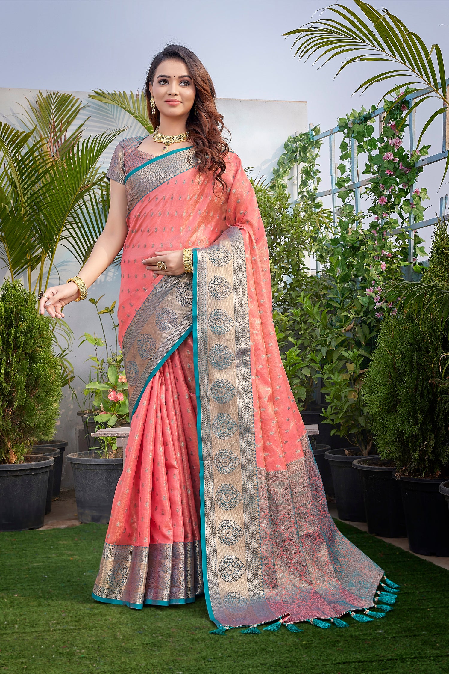 Pure Silk Latest Design Pink Saree