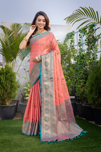 Pure Silk Latest Design Pink Saree