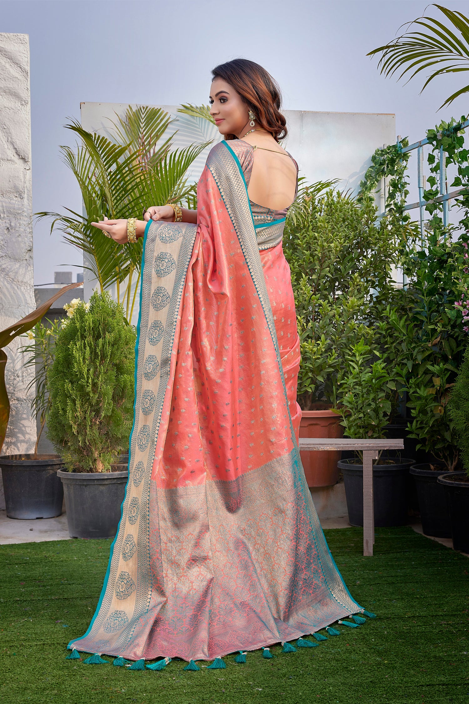 Pure Silk Latest Design Pink Saree