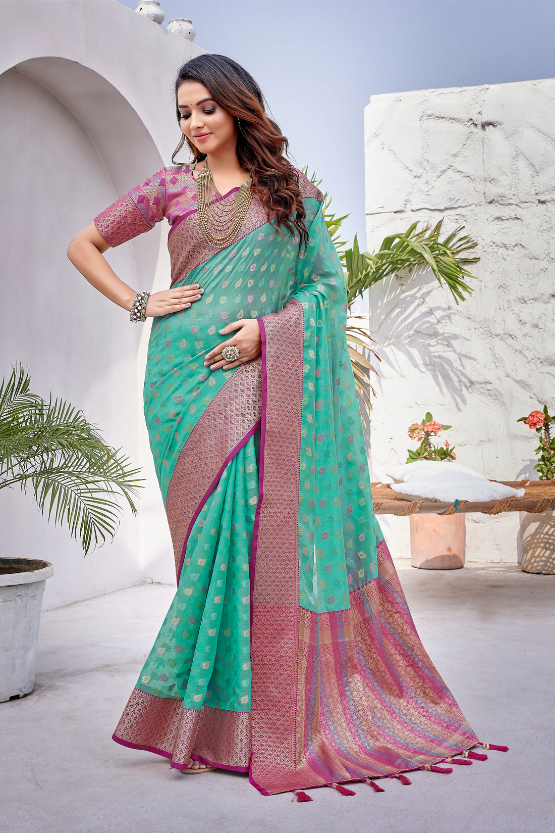 Attractive Blue Color Zarna Silk Saree