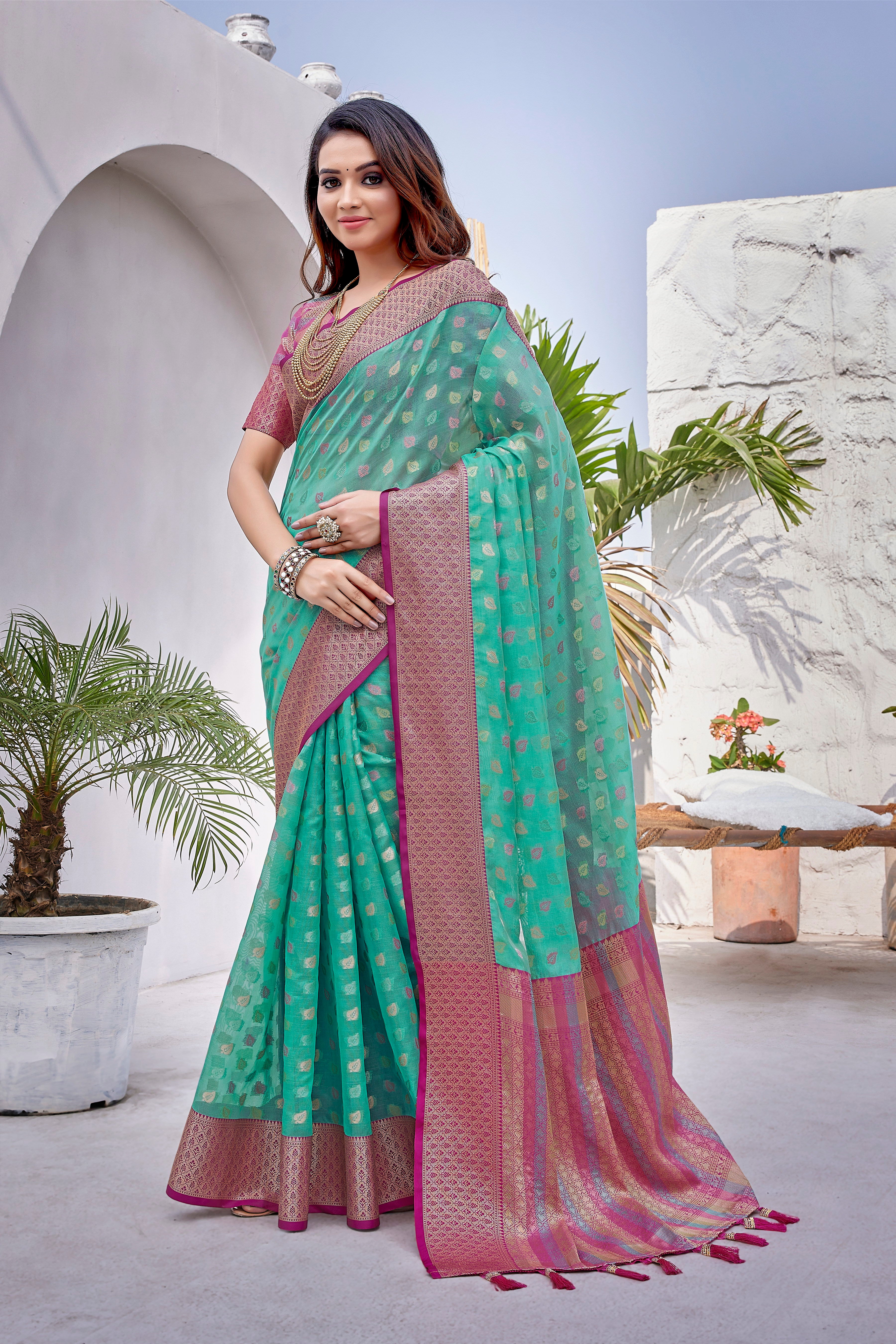 Attractive Blue Color Zarna Silk Saree