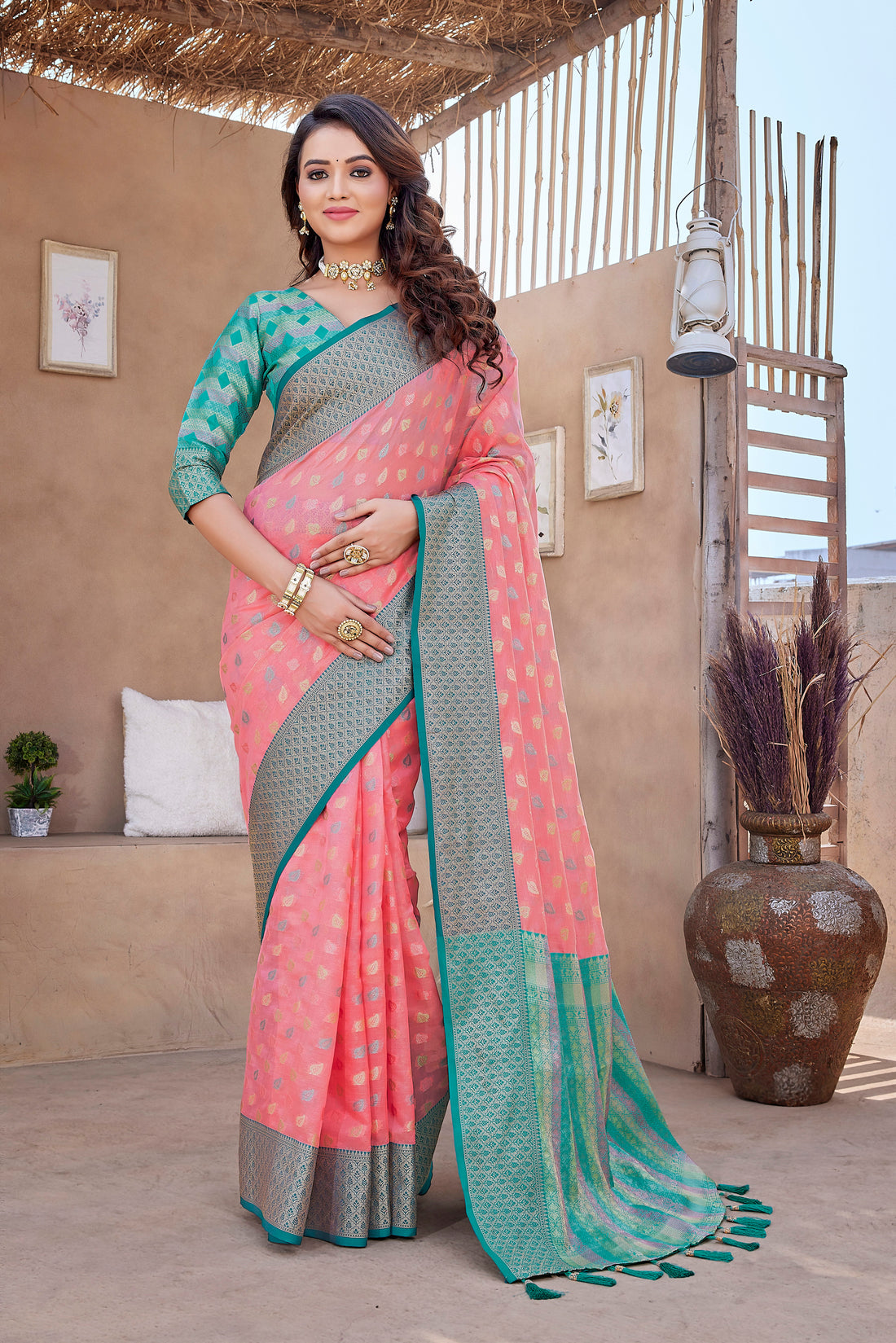 Exclusive Pink Color Soft Zarna Silk Saree