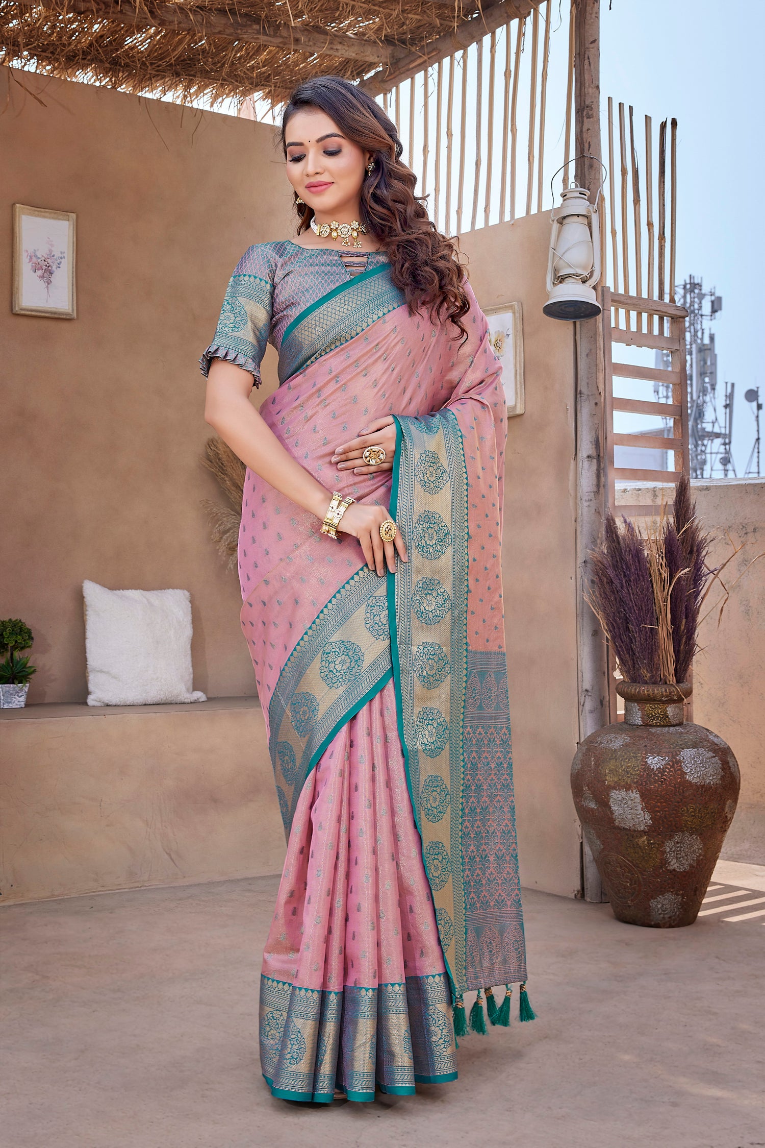 Casual Wear Pink Color Pure Silk Soft Saree