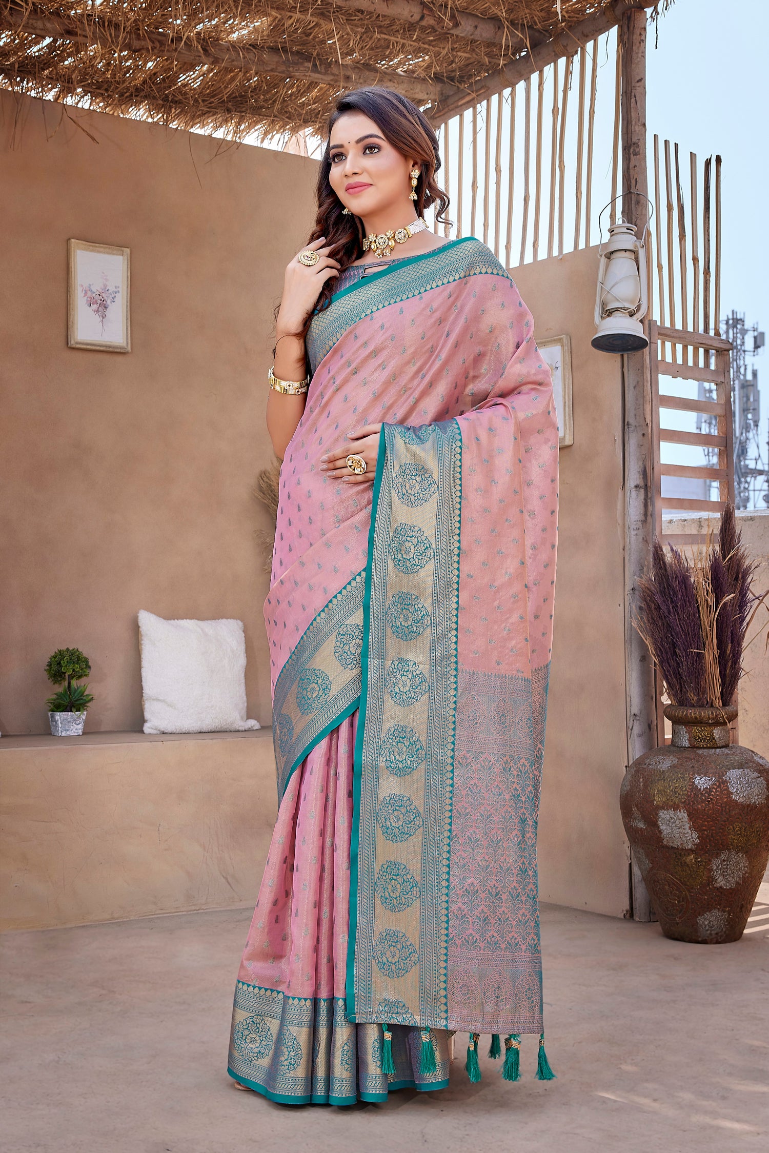 Casual Wear Pink Color Pure Silk Soft Saree