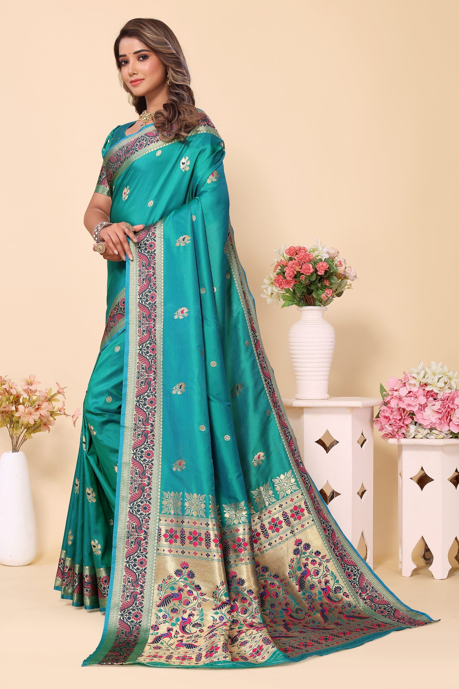 New Design Paithani Silk Blue Color Saree