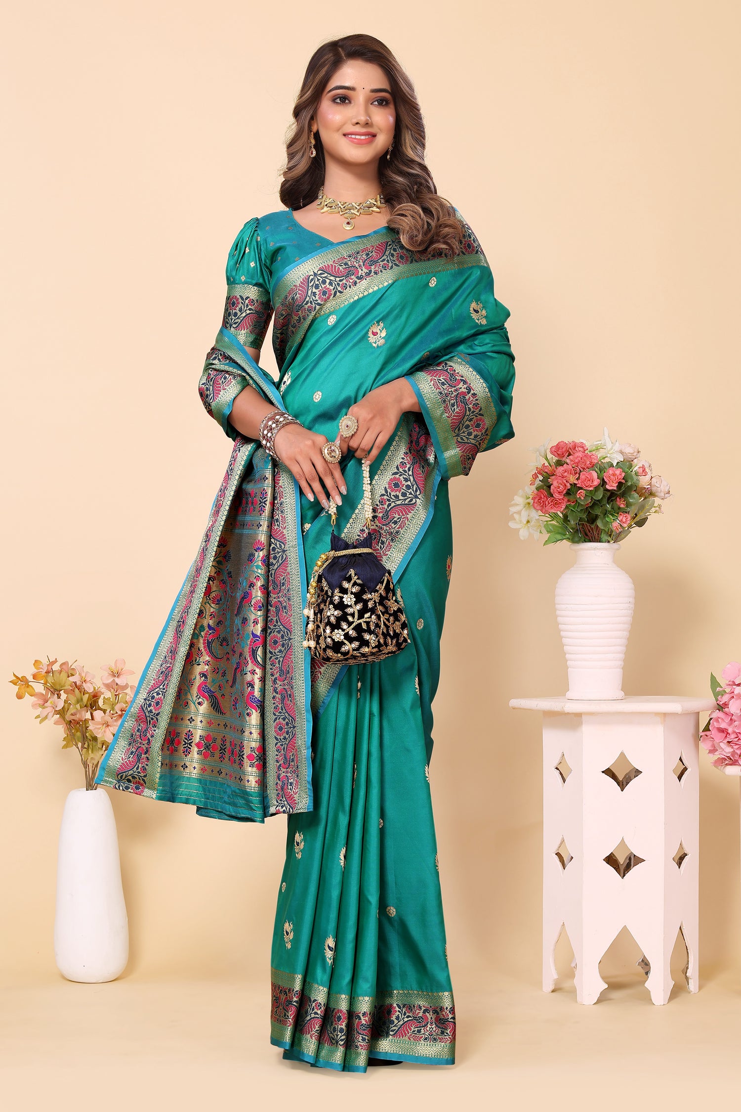 New Design Paithani Silk Blue Color Saree