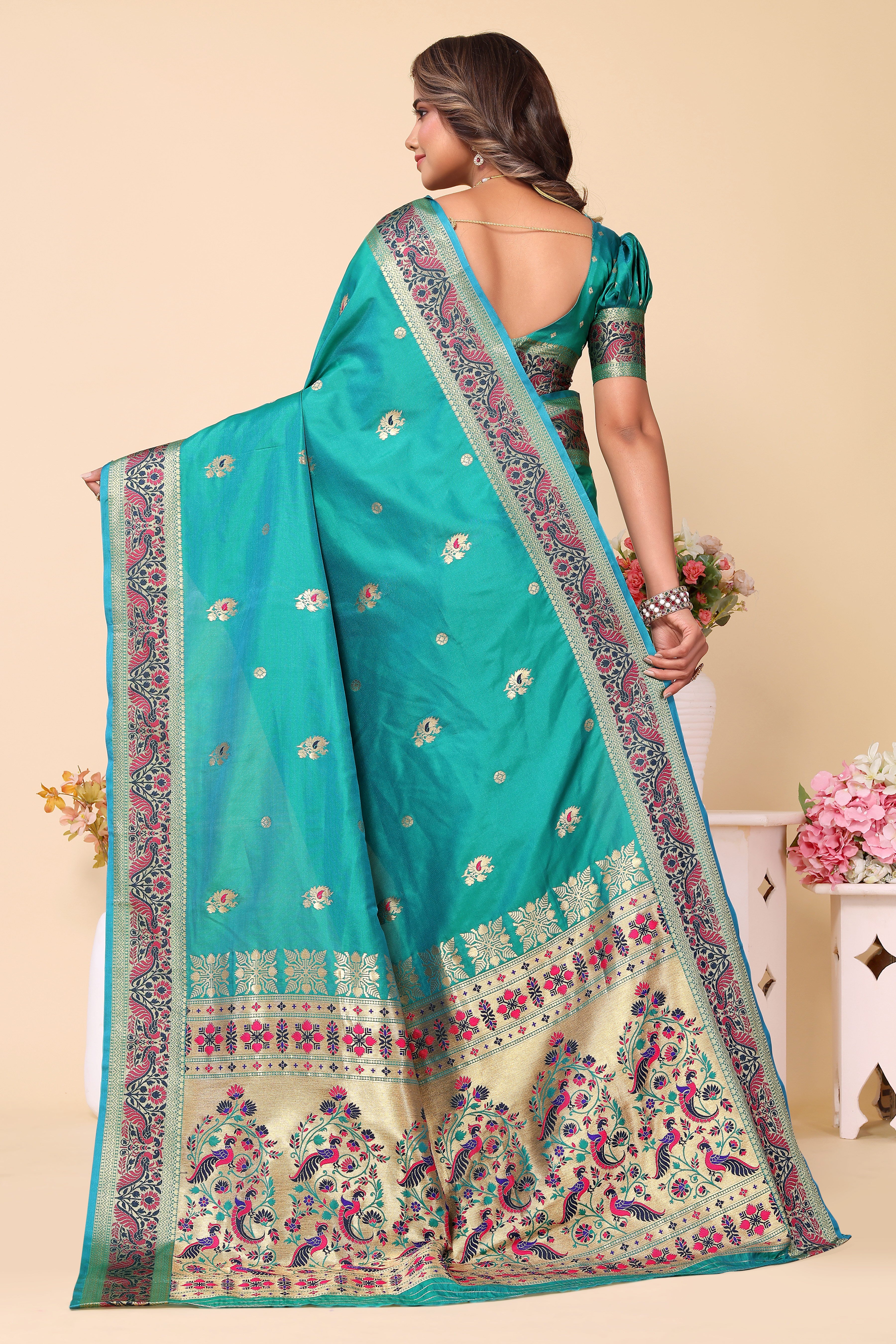 New Design Paithani Silk Blue Color Saree