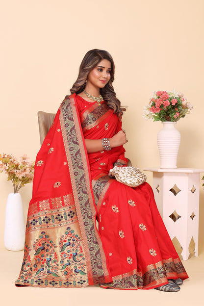 Paithani Silk Luxury Red Color Silk Saree