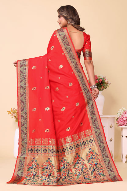 Paithani Silk Luxury Red Color Silk Saree