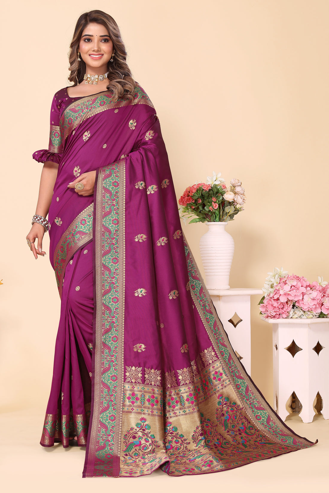 Classic Purple Color Paithani Silk Saree