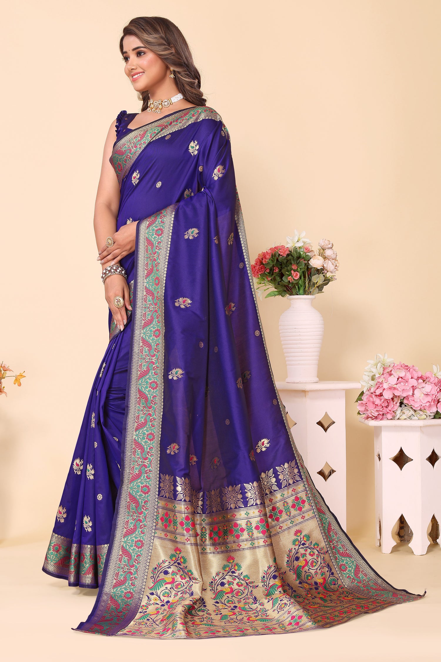 Latest Royal Blue Paithani Silk Saree