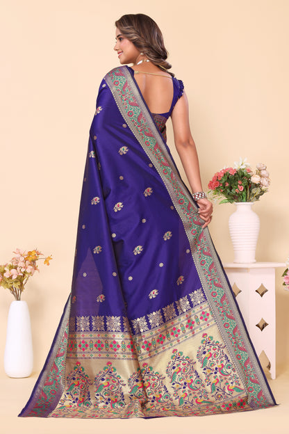 Latest Royal Blue Paithani Silk Saree