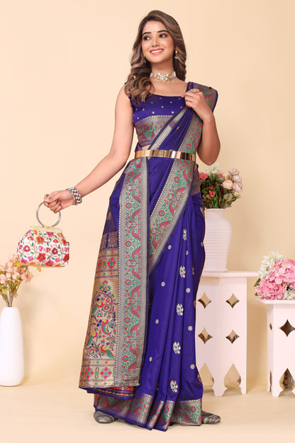 Latest Royal Blue Paithani Silk Saree