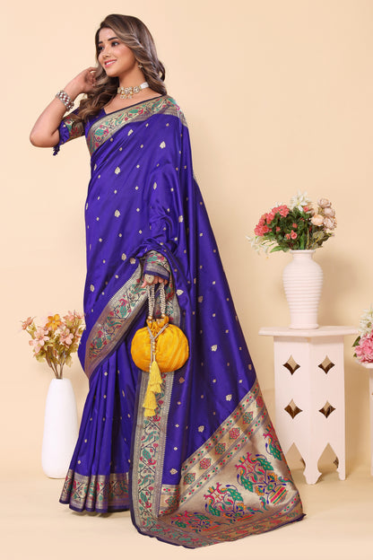 Paithani Silk New Arrive Royal Blue Saree