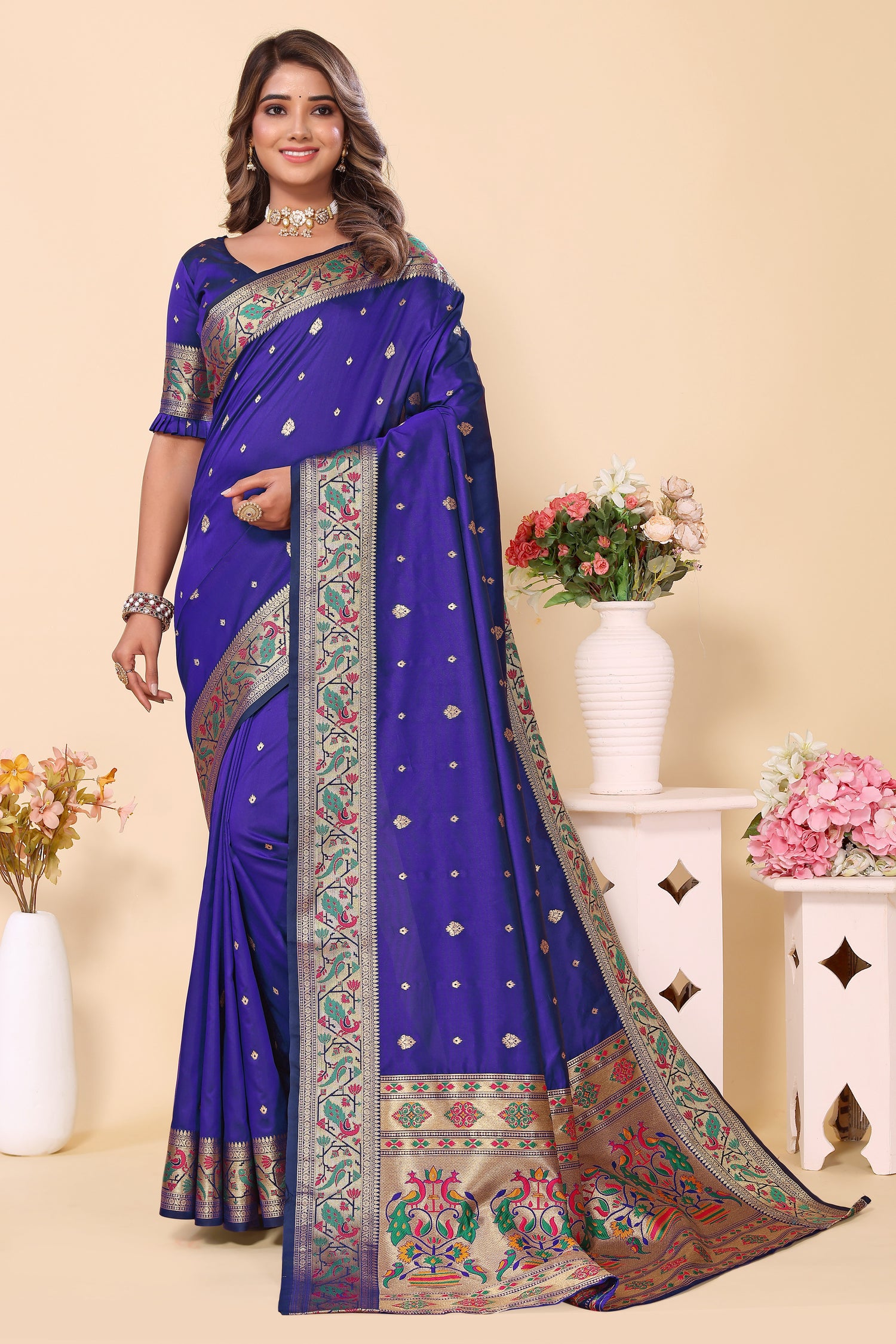 Paithani Silk New Arrive Royal Blue Saree