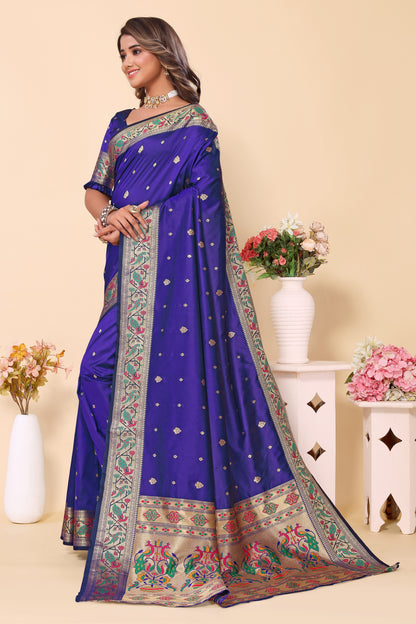 Paithani Silk New Arrive Royal Blue Saree