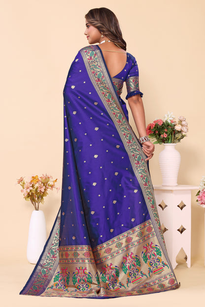 Paithani Silk New Arrive Royal Blue Saree